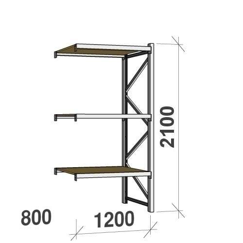 Metallihylly jatko-osa 2100x1200x800 600kg/hyllytaso,3 tasoa  lastulevytasoilla « Varastohylly MAXI lastulevytasot 300-600 kg, H=2100 «  Varastohylly MAXI lastulevytasot 300-600 kg/taso « Varastohyllyt «  Varastohyllyt ja-kalusteet « Varastohyllyt ja ...