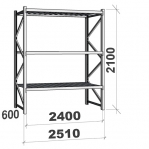 Starter bay 2100x2400x600 300kg/level,3 levels with chipboard
