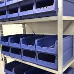 Small parts shelving 2100x1000x400, 32 bins 400x230x150 PPS