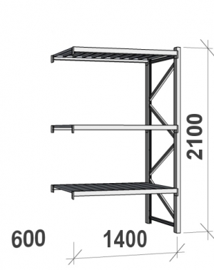 Maxi extension bay 2100x1400x600 600kg/level,3 levels with steel decks