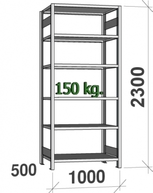 Varastohylly perusosa 2295x1000x500 150kg/hyllytaso,6 tasoa ZN Kasten, käytetty