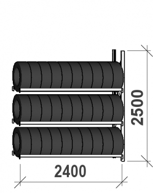 Rengashylly jatko-osa 2500x2400x500, 3 tasoa, 300kg/taso