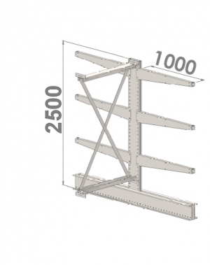 Ulokehylly jatko-osa 2500x1000x2x1000,4 tasoa