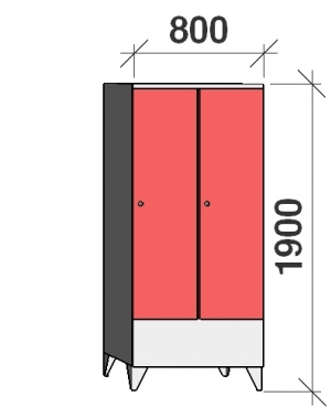 Pukukaappi 2:lla ovella 1900x800x545 lyhytovinen