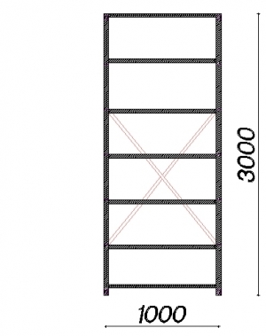 Starter bay 3000x1000x600 200kg/shelf,7 shelves