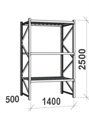 Maxi starter Bay 2500x1400x500 600kg/level,3 levels with steel decks