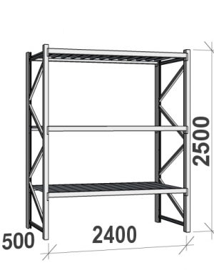 Maxi starter Bay 2500x2400x500 300kg/level,3 levels with steel decks