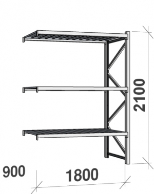 Maxi extension bay 2100x1800x900 480kg/level,3 levels with steel decks