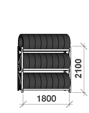 Rengashylly perusosa 2100x1800x500, 3 tasoa,480kg/taso