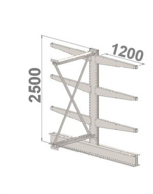 Ulokehylly jatko-osa 2500x1500x2x1200,4 tasoa