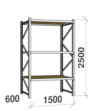 Starter bay 2500x1500x600 600kg/level,3 levels with chipboard