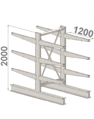 Ulokehylly perusosa 2000x1500x2x1200,4 tasoa