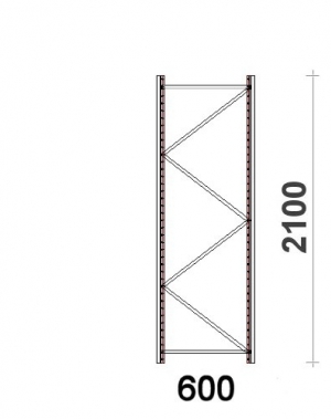 Kevytorsihyllyn pylväselementti 2100x600 mm MAXI