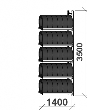 Add On Bay 3500x1400x500, 5 levels Tyre Rack MAXI