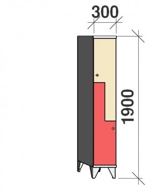 Z-Kaappi 2:lla ovella 1900x300x545 pitkäovinen