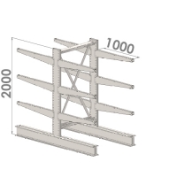 Ulokehylly perusosa 2000x1000x2x1000,4 tasoa