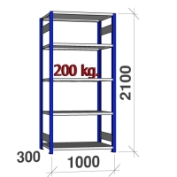 Starter bay 2100x1000x300 200kg/shelf,5 shelves, blue/Zn