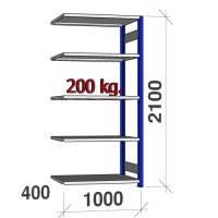 Extension bay 2100x1000x400 200kg/shelf,5 shelves, blue/Zn