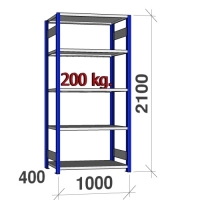 Starter bay 2100x1000x400 200kg/shelf,5 shelves, blue/Zn