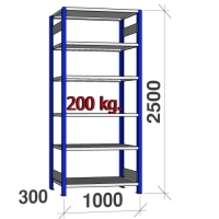 Starter bay 2500x1000x300 200kg/shelf,6 shelves, blue/Zn