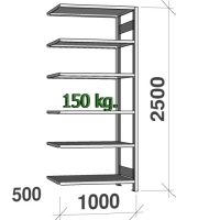 Varastohylly jatko-osa 2500x1000x500 150kg/hyllytaso,6 tasoa