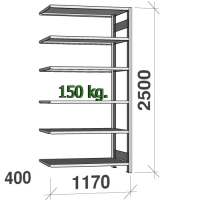 Extension bay 2500x1170x400 150kg/shelf,6 shelves