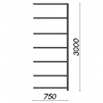 Extension bay 3000x1000x500 200kg/shelf,7 shelves