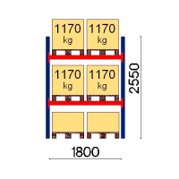 Kuormalavahylly perusosa 2550x1800 1170kg/lava,6 EUR lavapaikkaa