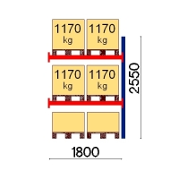 Kuormalavahylly jatko-osa 2550x1800 1170kg/lava,6 EUR lavapaikkaa