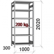 Varastohylly perusosa 2020x1000x300 200kg/hyllytaso,6 tasoa ZN Kasten, käytetty