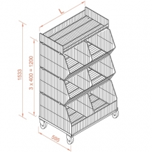 Wire stack container set with wheels 1182x595x1533, 4 levels