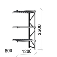 Extension bay 2500x1200x800 600kg/level,3 levels with steel decks