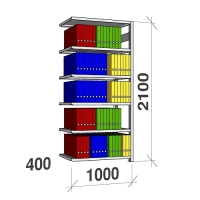 Arkistohylly jatko-osa 2100x1000x400 150kg/hyllytaso,6 tasoa