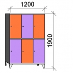 2-Tier locker, 6 doors, 1900x1200x545 mm