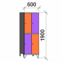 2-tier locker, 4 doors, 1900x600x545 mm