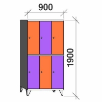 2-tier locker, 6 doors, 1900x900x545 mm