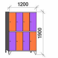 2-tier locker, 8 doors, 1900x1200x545 mm