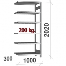 Varastohylly jatko-osa 2020x1000x300 200kg/hyllytaso,6 tasoa ZN Kasten, käytetty