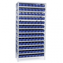 Small parts shelving 2100x1000x300, 104  bins 300x120x95