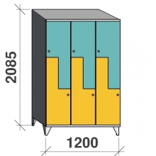 Z-locker 2085x1200x545, 6 doors with sloping top